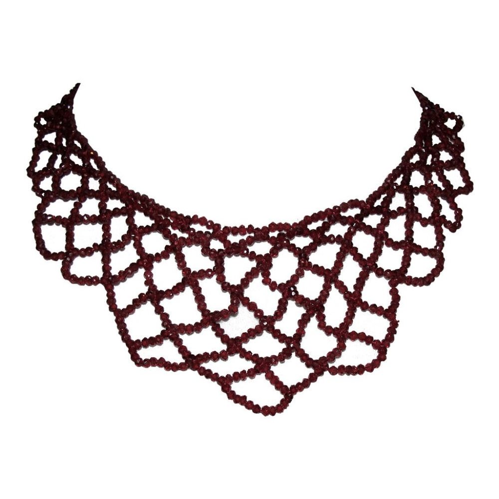 Alberto Juan Faceted Red Garnet Rondell Collar Nec
